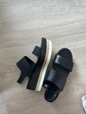 Via Spiga black Double-Strap Platform Sandals with Ankle Buckle